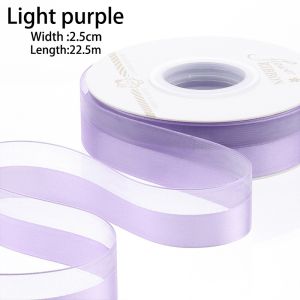 25yard/Roll 2.5cm Gift Packaging Ribbon Bouquet Decorative Ribbon Wedding DIY Flower Ribbon Half Satin Half Yarn Ribbon