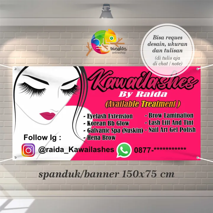 150x75 Spanduk Banner Salon Kecantikan, Eyelash, Nail Art, Dll