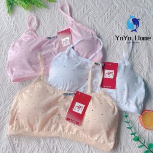 (3pcs)Cotton spaghetti sports Baby bra for kidsteensgirls removable pads 8-12yrs old