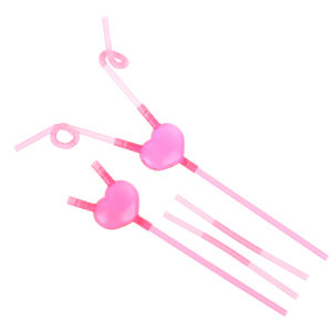 [Energetic] Love Heart Double Straw Unique Flexible Drinking Tube Straws Bar Accessories