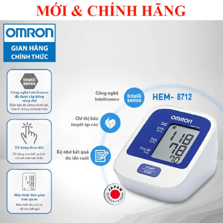 [Bộ Y Tế Khuyên Dùng] Máy Đo Huyết Áp Tự Động Omron Hem 8712