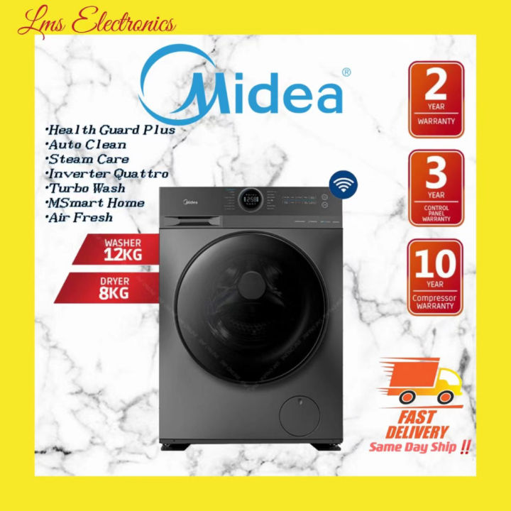 Midea Washer (12.0kg) & Dryer (8.0kg) MF200D120WB | Lazada