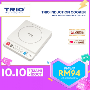 Trio Induction Cooker Easy Cleaning Ceramic Plate With Free Stainless Steel Pot | Non-Stick | Portable Touch Sensor Cooker | Home Use Electric Stove | Portable Cooker