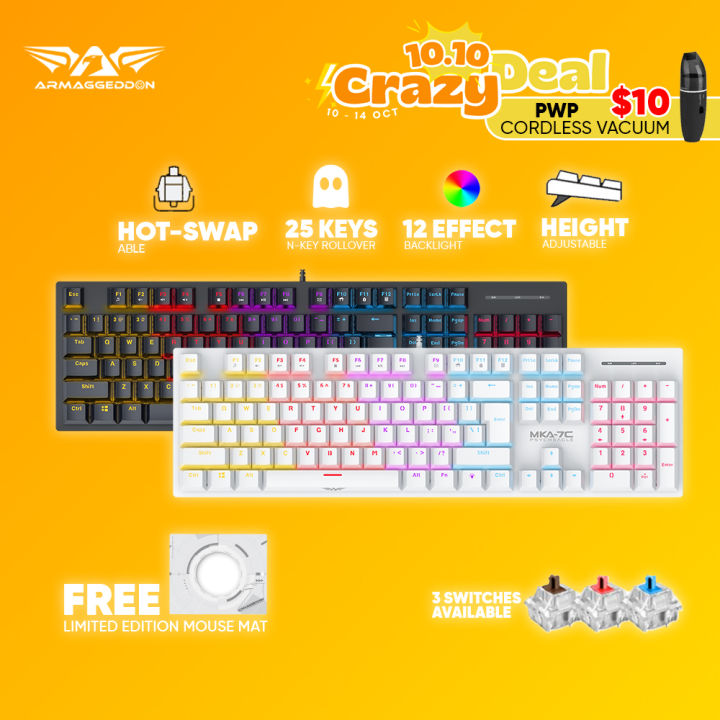 Armaggeddon MKA 7C Hotswappable Wired Full Size Mechanical Keyboard RGB ...