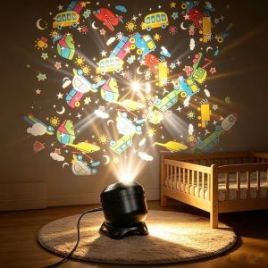 HESSIN 8 Patterns Starry Ocean Projection Night Light Rotating Dynamic Projector Festival Ambient Light Romantic Christmas Christmas Projector Light for Kids Bedroom Party Decor