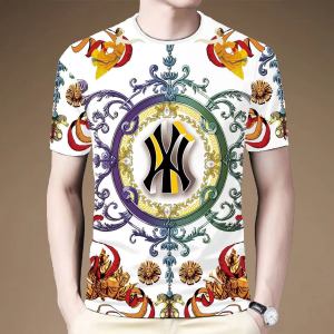 Naimo Mens Summer New Short-sleeved High-end Printed T-shirt Mens Handsome European Top