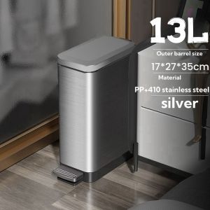 Stainless steel 7L/9L/13L/15L/20L high quality foot pedal trash bin with lip