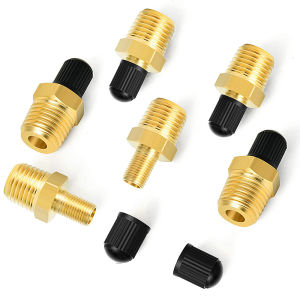 [MIETAO] 2Pcs Brass Air Inflator Adapter W Valve Stem Inside 1 4 NPT (M) To Standard Schrader Valve (M) Tire Inflator Connector