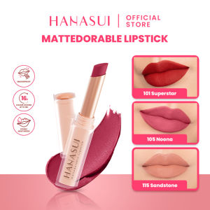 Hanasui Mattedorable Lipstick - Anti Geser Formula Smudgeproof Transferproof Long Lasting Tahan Lama Melembabkan Hidrasi Optimal