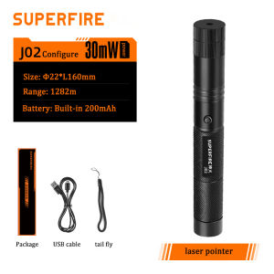 SUPERFIRE Laser Pointer Flashlight Rechargeable Laser Lights 77g USB Portable Aluminum Alloy Green Light Torch J02