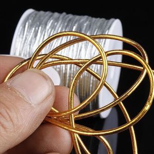 20Meters Gold And Silver Cored Elastic Rope 1mm Round Rope For DIY Jewelry Making Thread Cord Garment Sewing DIY Handmade craft
