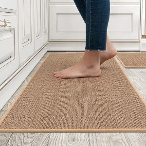 Kitchen Floor Mat Carpet Water Absorption and Oil Absorption Non-Slip Linen Carpet Laundry Room Mat Entrance Doormat Nordic Carpet Long Runner Rug