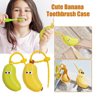 Banana Toothbrush Head Protective Cover with Toothpaste Holder Toothbrush Dust Holder Travel Style Portable Storage Box