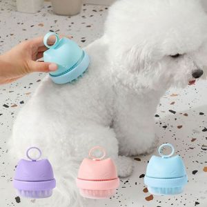 QEFEE Scrubbing Function Cat Bath Brush Soft Bristles Wet and Dry Use Silicone Bath Brush Professional Can Hold Shower Gel Massage Brush Pet Bathing