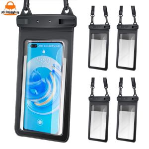 5pcs Waterproof Floating Phone Case with Adjustable Lanyard for Beach and Pool Use