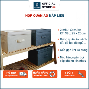 Hộp vải đựng quần áo có nắp SETHOME thiết kế thông minh có thể gấp gọn 3 tay cầm chắc chắn có thể xếp chồng lên nhau