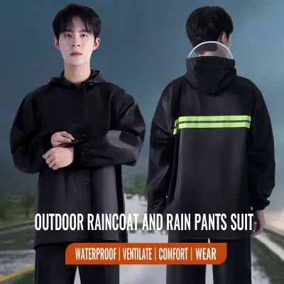 Kapote Raincoat Rain Pants Suit Unisex Adult Long Full Body Rainstorm Proof - Free size
