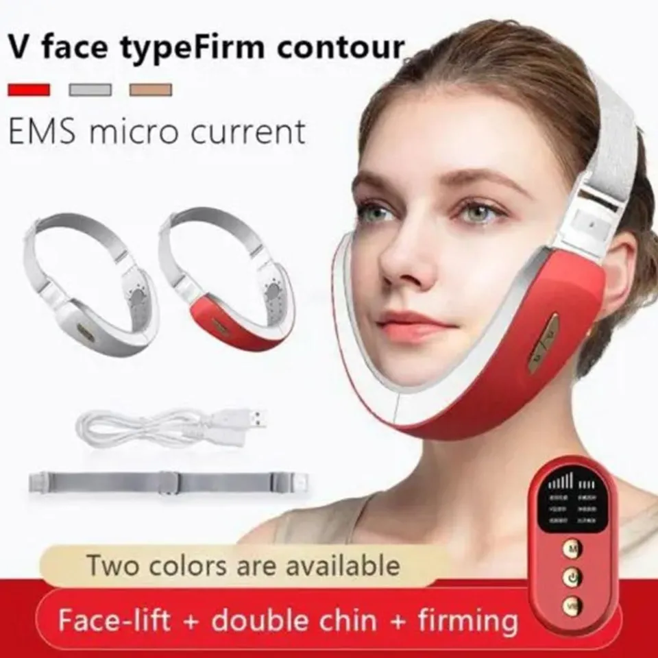 Chin V-Line Up Face Lifting Belt EMS LED Photon Therapy Face Slimming  Massager V Face Slimming Device Double Chin Reducer Face Care Instrument