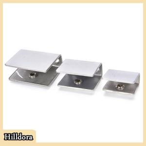 [Hilldora] 4pcs 6-12mm Stainless Steel Square Clamp Holder Clip For Shelf Handrail