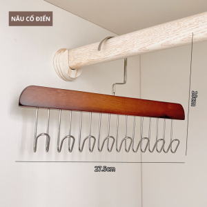 Móc gỗ đa năng 8 nhánh treo đồ lót áo 2 dây khăn thắt lưng cà vạt tiện dụng Akii Home MT19
