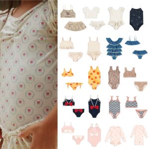 2026 KS Summer Baby Girls Sequin Cherry Swimsuits Princess Swimwear Beach Wear Kids Clothes Girls One Piece Navy Bikinis Sets2026