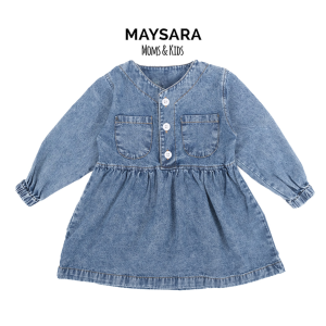 Dress Anak Denim Wash Perempuan Baju Anak Cewe 1 2 3 4 5 Tahun