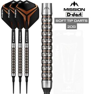 MISSION SOFT TIP DART - 20G Pheon Electro Black Bronze 90% Tungsten Soft Darts