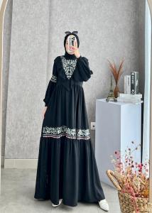 Humaira99 Gamis Syari Muslim Dress Hijab Muslimah Atasan Wanita Long Dress Terbaru Terlaris Airflow Krinkle Bordir Aplikasi Bordir Manual Cyra