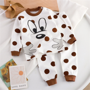 Xiaozhima Kids Boys Spring Long Sleeves Night Wear Pyjamas Clothing Sets 100% Cotton Baby Underwear Clothes Suit T-shirt and Pants 2PCS/Set Airconditional Room Wear For 0-7 Years
