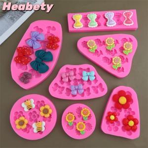 Heabety Cute Cartoon Flowers Bow Bee Fondant Silicone Molds DIY Cupcake Fondant Cake Decorating Chocolate Candy Baking Mold