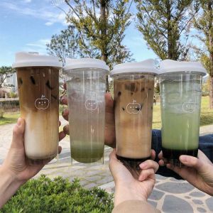355/473ML Simple Plastic Water Bottle With Straw Tea Strainer Transparent Coffee Cup Office Milk Matcha Drink Cup Car Ice Cups2026
