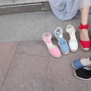 4LiCap Toe Platform Wedges Sandals for Women Clic Soft Ankle-Tie Lace up Espadrilles Shoes