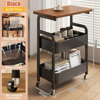 3-Layer Trolley Cart with Silent 360° Wheels Side Table Storage Rack Organizer For Kitchen and Home Coffee Table Storage Rack Easy to Move