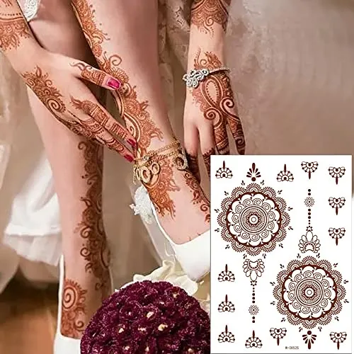 Brown Henna With Black Outline Wood Print by Gauher Peerji - Mobile Prints