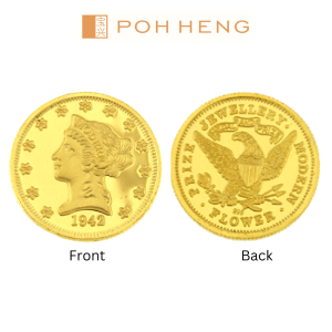POH HENG Jewellery 24K Treasures Lady Liberty 1942 Medallion 19mm in Yellow Gold [Price By Weight]
