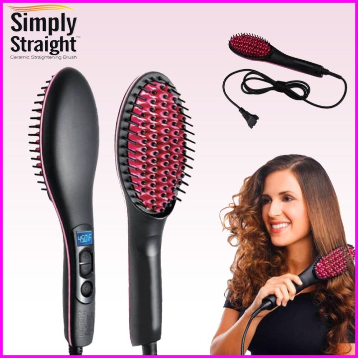 BEST SELLER HAIR BRUSH STRAIGHTENER Straightening Brush Ultra Fast Heat Up Compact Portable 3D Ceramic Bristle Silky Smooth Hair In Just