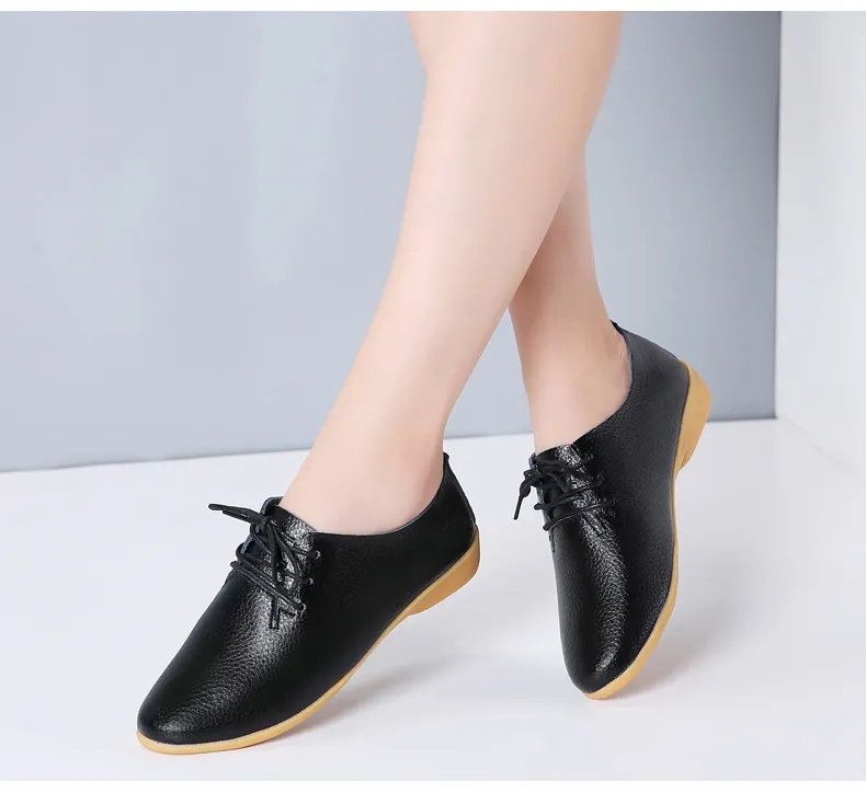 womens oxford shoe black oxford flats Spring Women Oxford Shoes Leather Flats Shoes Women Big Size 44 Casual Shoes  Moccasins Lace Up White Shoes For Women Lazada Philippines