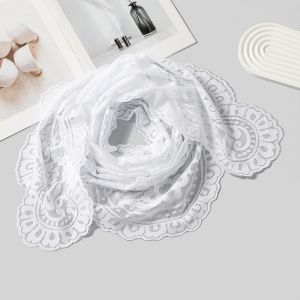 NEXASHOP Embroidery Lace Flower Embroidery Scarf 17263cm Breathable Wedding Shawl Elegant Solid Color Spanish Veil for Women