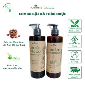 Combo dầu gội xả thảo dược Hunahome sét dầu gội xả ngăn rụng tóc giúp tóc chắc khỏe mềm mượt dầu gội đầu bưởi bồ kết giảm gàu dầu ủ xả nha đam dầu dừa thành phần 100% tự nhiên