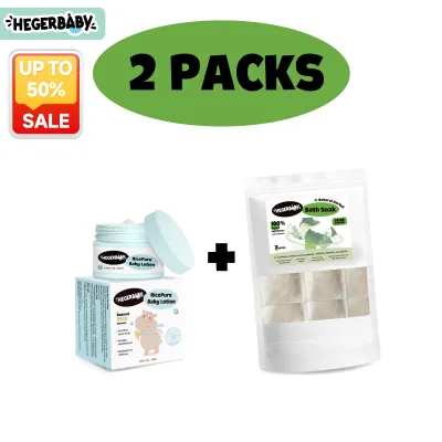 Hegerbaby RicePure Baby Lotion + Herbal Baby Bath Soak - Relieves Prickly Heat & Cold Symptoms