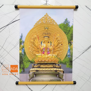 Tranh vải treo tường ngài Thiên Thủ Thiên Nhãn in trên vải lụa (vải sill) Decor Phòng