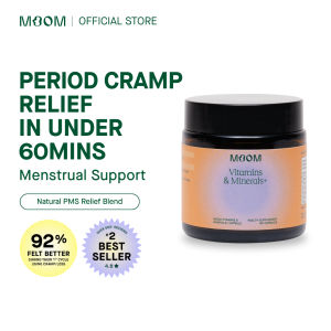 Moom Health Vitamins and Minerals Cramp/less 100% Natural Support for PMS Period Cramps Mood Swings Women’s Health Supplement 60 Caps