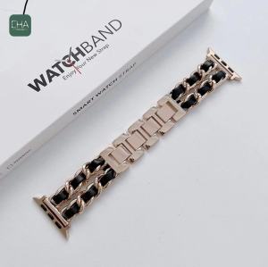 สําหรั Applewatch พร้อมส่งจากไทย🇹🇭สไตล์ชาแนล สาย สําหรับ Applewatch watch 11 10 9 8 7 6 5 4 3 Se 38/40/41/42/44/45/46/49mm (งานลูกโซ่) สาย smart watch