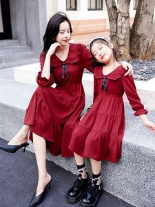 Dress Couple Ibu&Anak Maroon + Bross Pita Hitam ( Harga Satuan )
