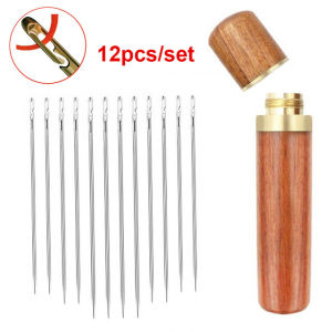 12Pcs/set Stainless Steel Sewing Large Needles Elderly Needle-side Hole Automatic Threading Blind Needle DIY Household Punch Needle Threade
