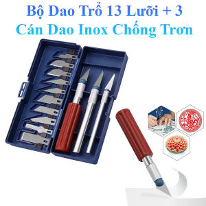 Bộ Dao Trổ 13 Lưỡi+ 3 Cán Dao Inox Chống Trơn Chuyên Dụng Khắc Tỉa Thủ Công