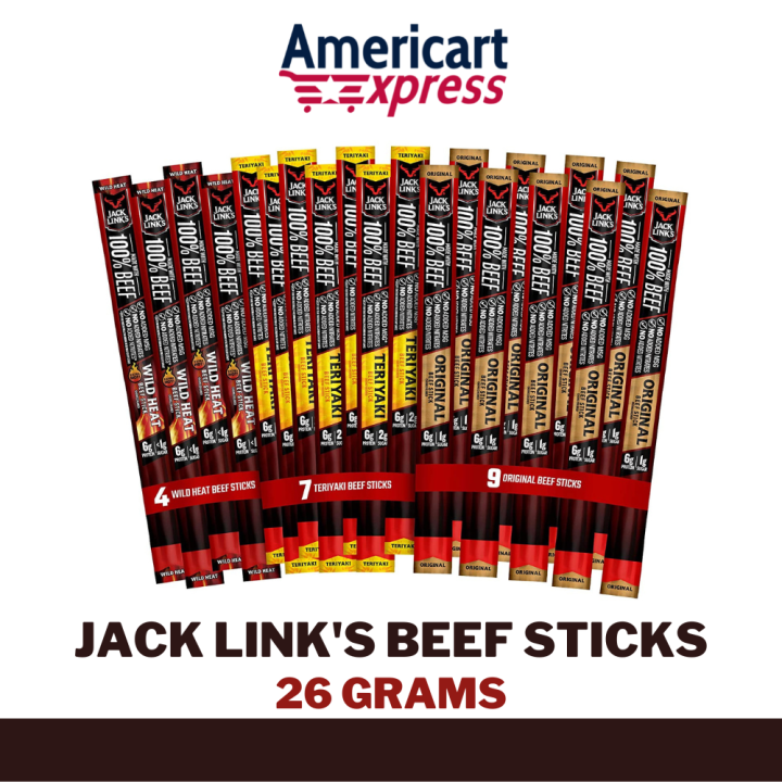 Jack Link's Beef Sticks Flavors Original,Teriyaki, Wild Heat Original