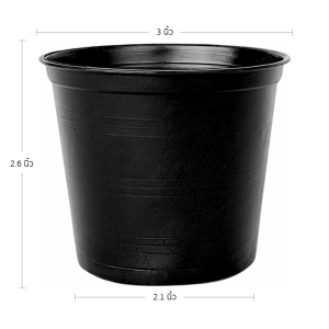 กระถาง กระถางต้นไม้ กระถางพลาสติก เบอร์ 3 นิ้ว สีดำ Bundle 100 ใบ ชิ้น อัน