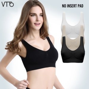 VTTO Women Sport Bra Seamless Bra No pad Brassiere Bra Vest Wireless Active Bra Underwear Women Big Size Bralette Top Cotton