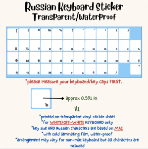 Russian Transparent Keyboard Sticker for WHITE OFF-WHITE MAC Water-proof